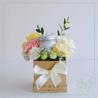 Floral Scent (Yellow Rose, Pink Carnation and White Carnation Arrangement with Candle) MDAY