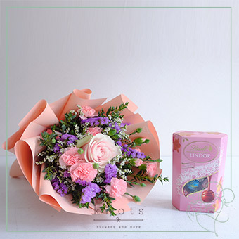 Floral Joy (Pink Ecuadorian Rose Bouquet with Chocolates)