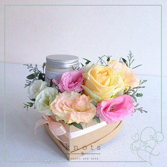Simple Bliss (Yellow Rose Arrangement with Candle)