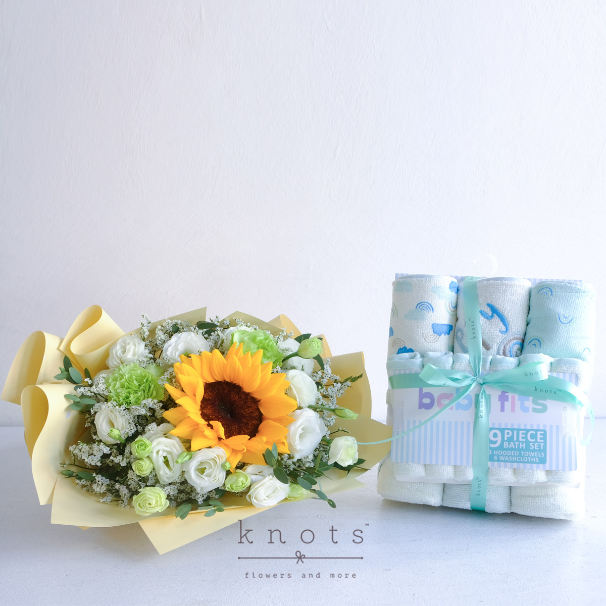 Sunshine & Snuggles (Sunflower Bouquet and Baby Gift)