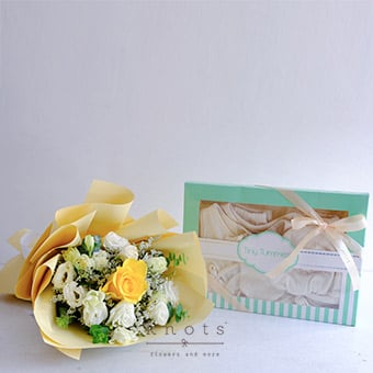 Little Gestures (Yellow Rose Bouquet with Newborn Gift)