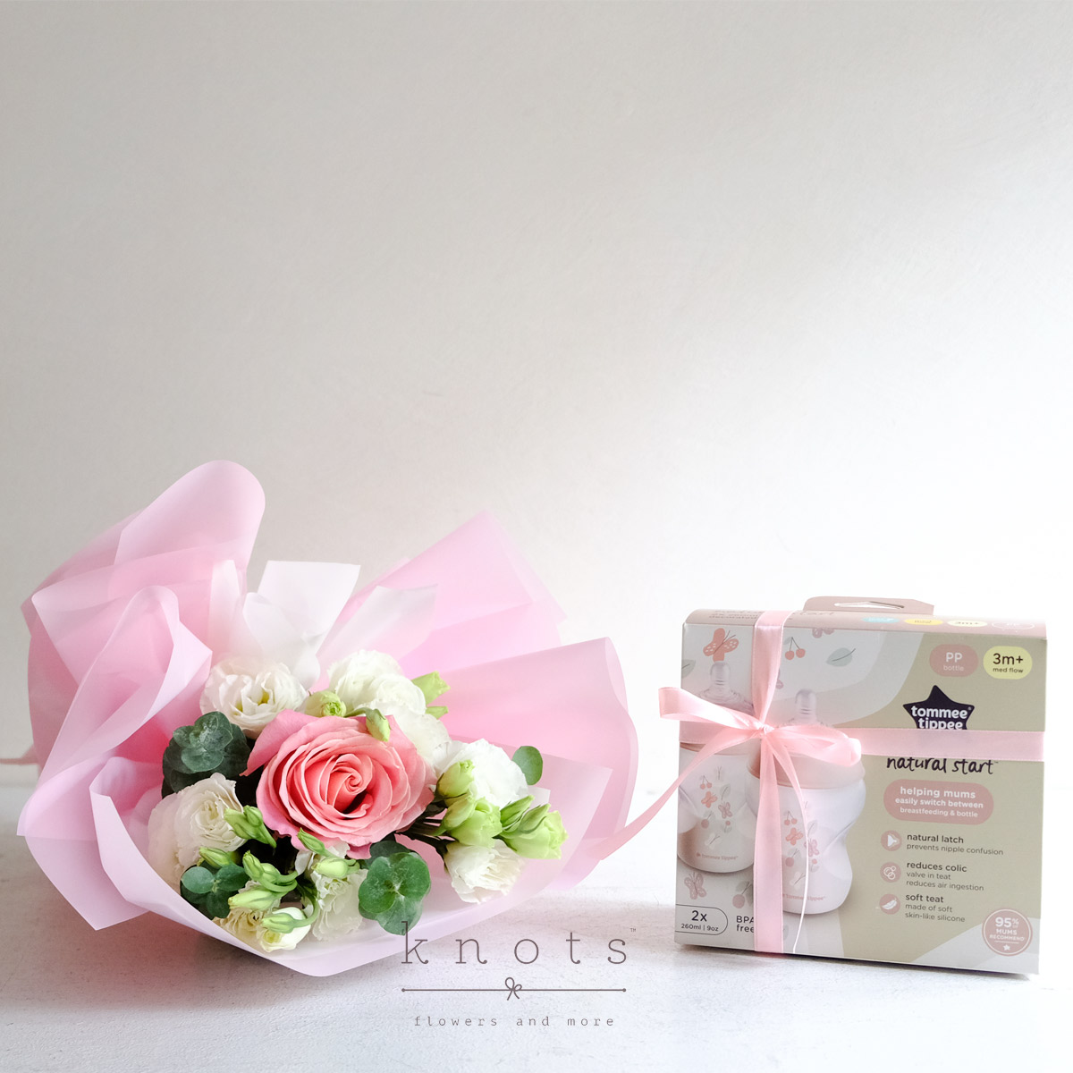 Pink Cherish (Pink Rose Bouquet and Newborn Gift)