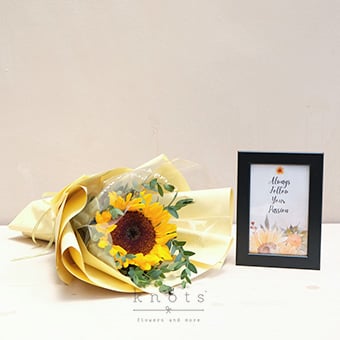 Still life (Sunflower Bouquet and Photo Gift)