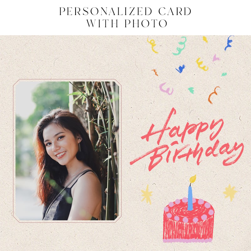 Confetti & Cake Photo Birthday Card