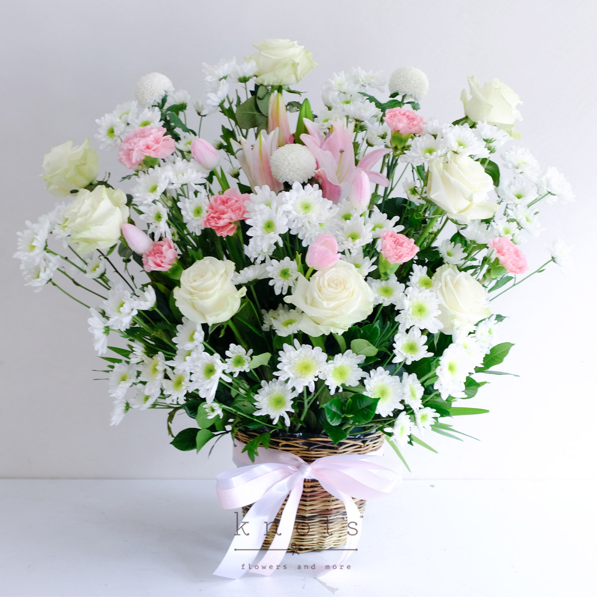 Heaven's Embrace (Pink Lilies & White Roses Flower Arrangement)