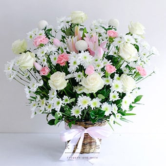 Heaven's Embrace (Pink Lilies & White Roses Flower Arrangement)