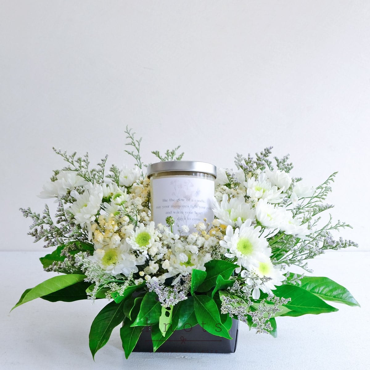A Gentle Glow (Sympathy Flower Arrangement w/ Candle)