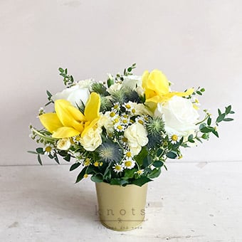 White Roses and Yellow Tulips