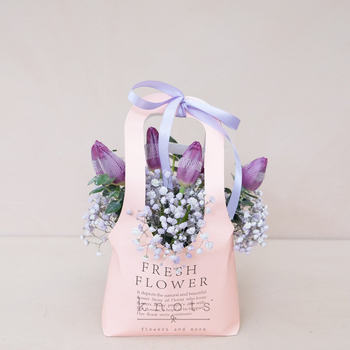 Goodies and Take Aways (Purple Tulips Arrangement)