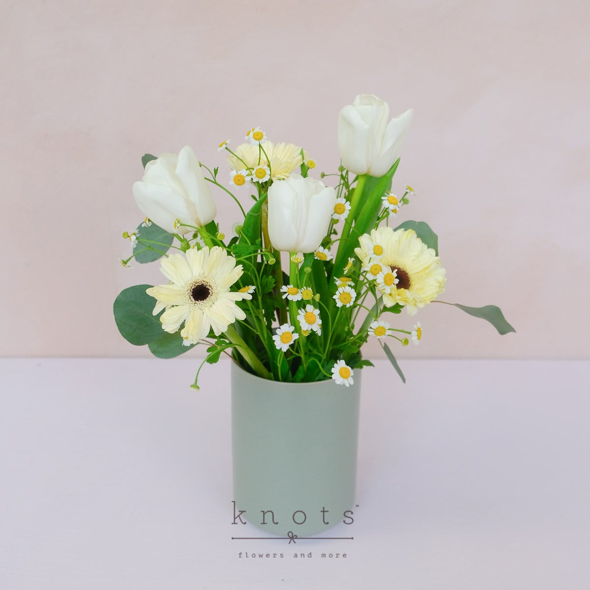 Guiding Star (White Tulips and Gerbera Arrangement)