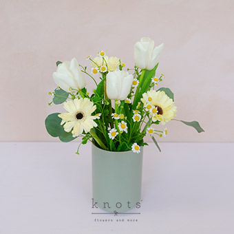 Guiding Star (White Tulips and Gerbera Arrangement)