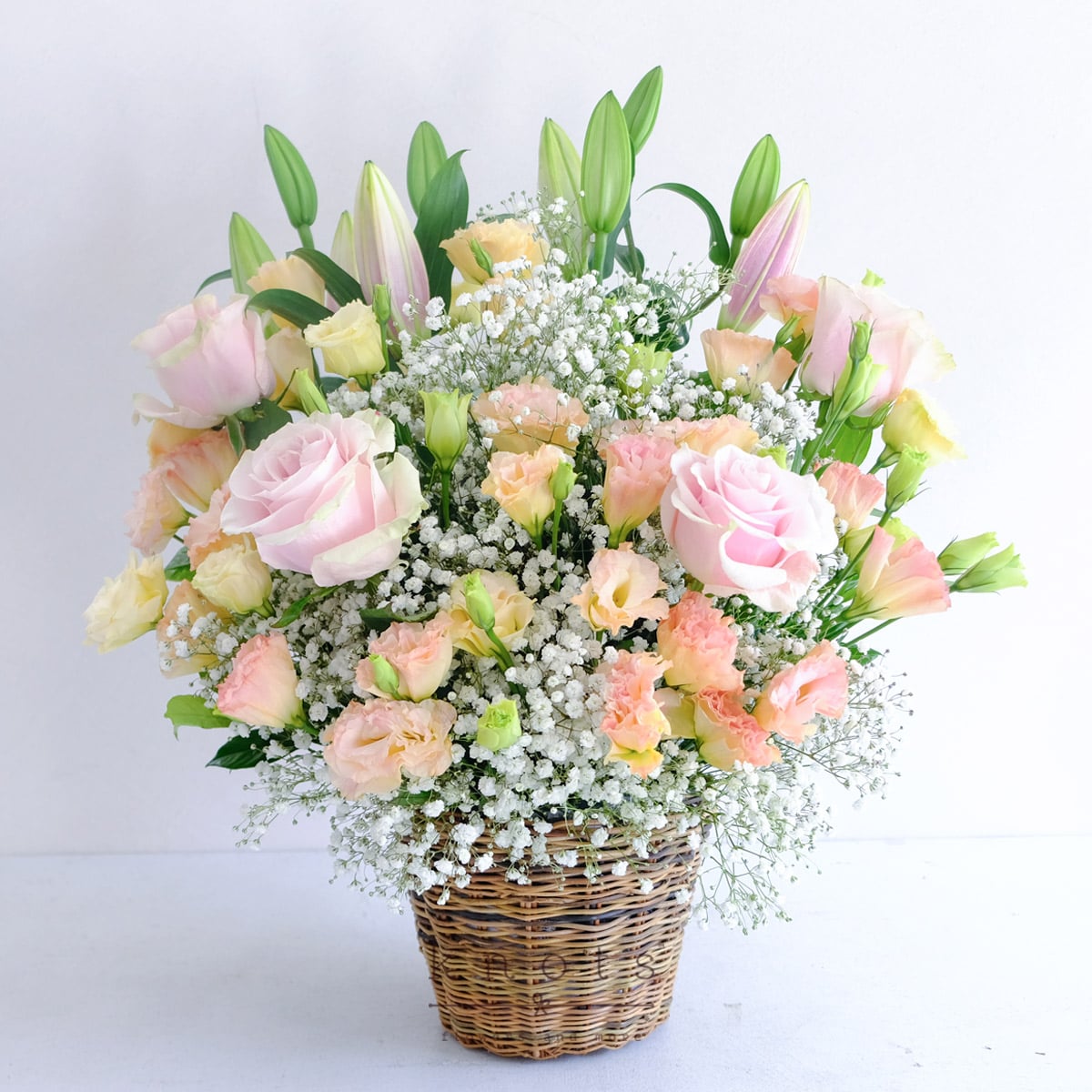 Garden Oasis II (Pink Lilies & Roses Arrangement)