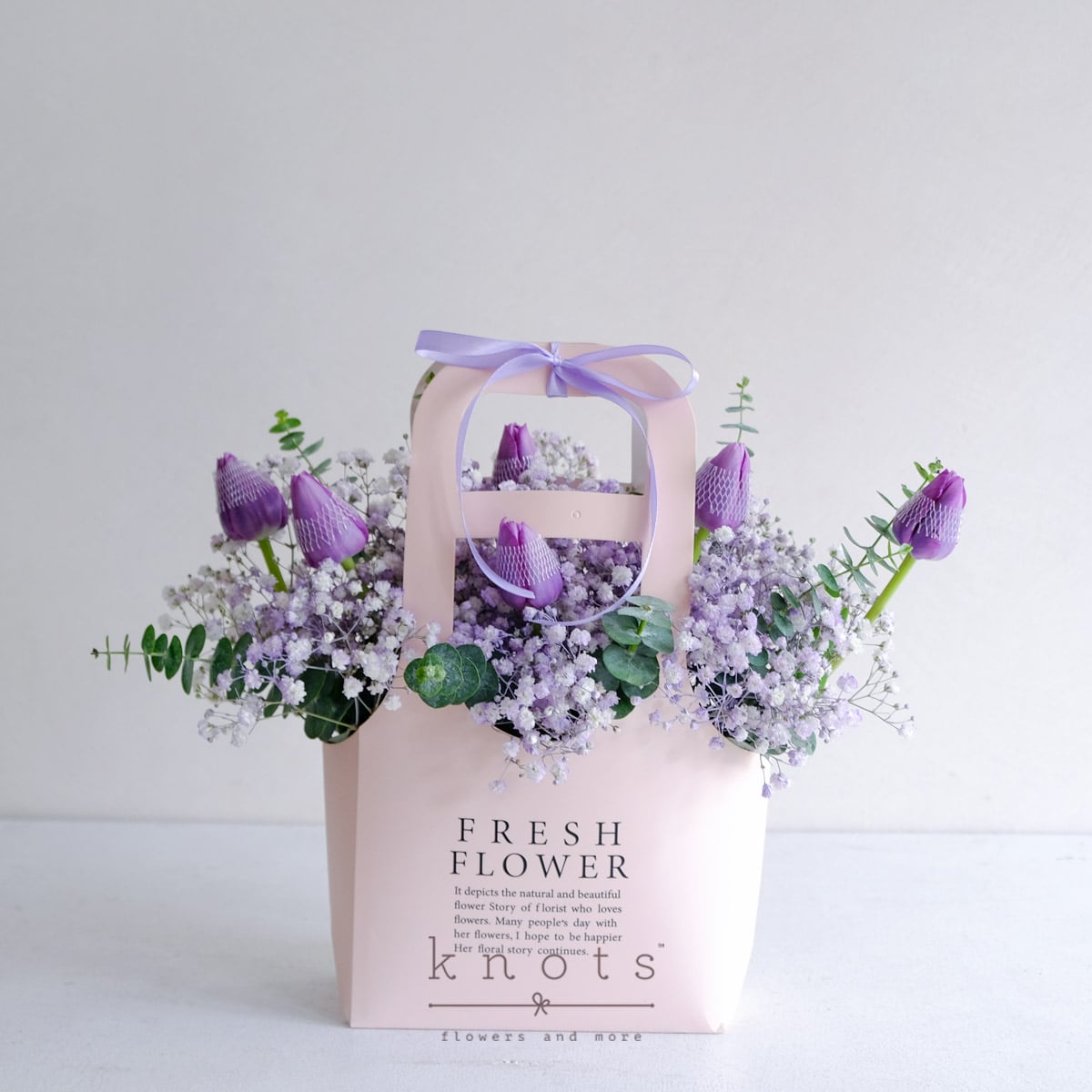 Goodies and Take Aways (Purple Tulips Arrangement)