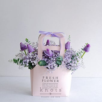 Goodies and Take Aways (Purple Tulips Arrangement)