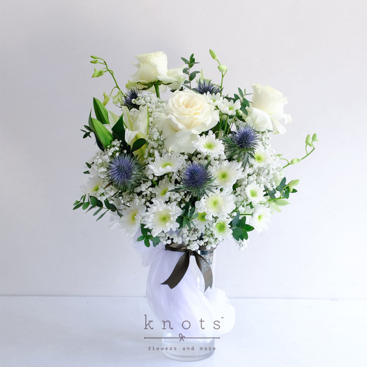 Astraea (Green Ecuadorian Rose and White Lily Arrangement)