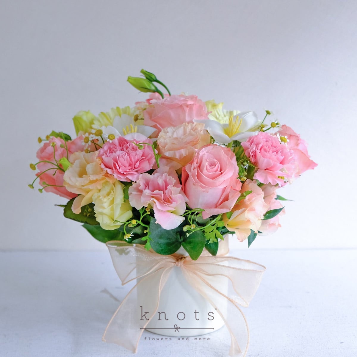 Solene (Pink Ecuadorian Roses and Tulips Arrangement)