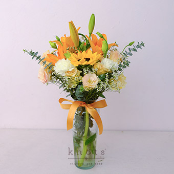 Warmth of the Sun (Lily, Sunflower and Carnation Arrangement)