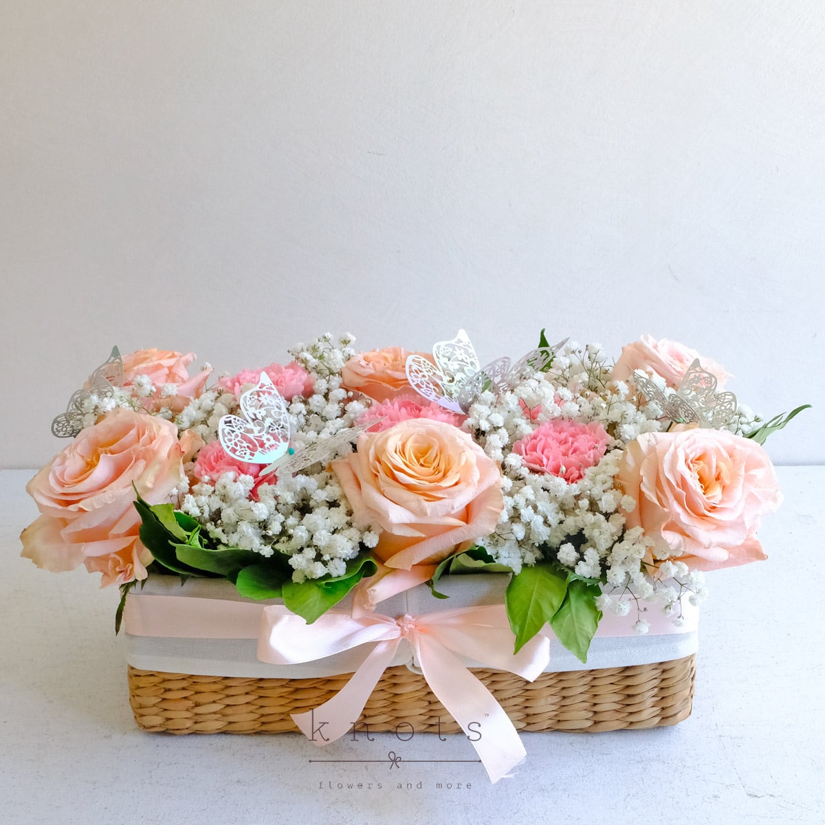 Butterfly Garden (Peach Pink Ecuadorian Roses Arrangement)