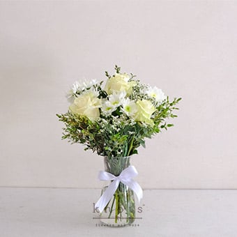 Pure Light (White Ecuadorian Roses Arrangement)