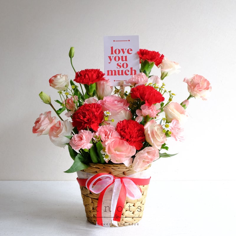 Simply Loved (Two-toned Pink Roses and Red Carnations Arrangement)