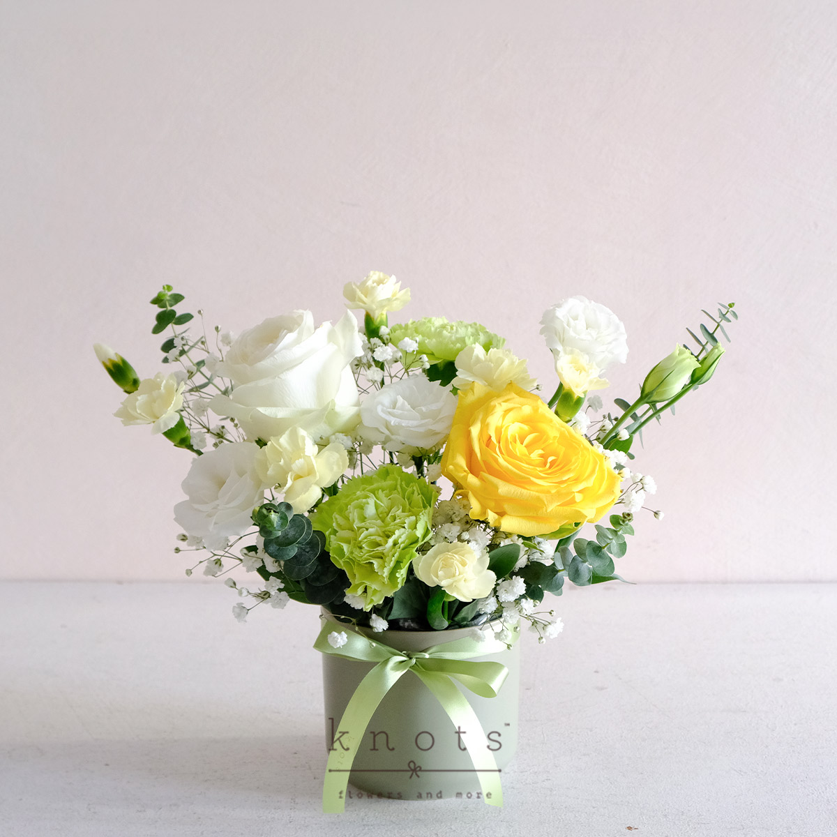 Bright Meadow (White and Yellow Roses Arrangement)