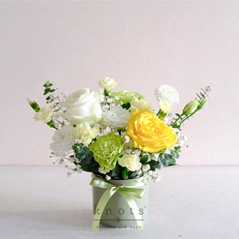 Bright Meadow (White and Yellow Roses Arrangement)