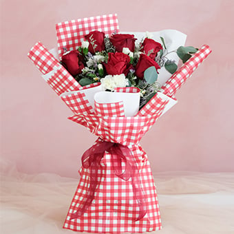 My Love Overflows (Red China Roses Bouquet)