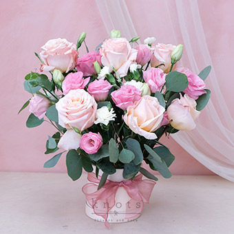 For the Love of You (6 Peach Rose Box Arrangement)