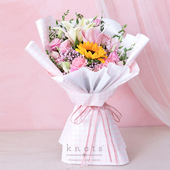 We Belong Together (Sunflower & Pink Lily Bouquet)