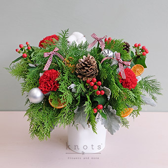 Grand Feast (Carnation, and Cotton Holiday Arrangement)