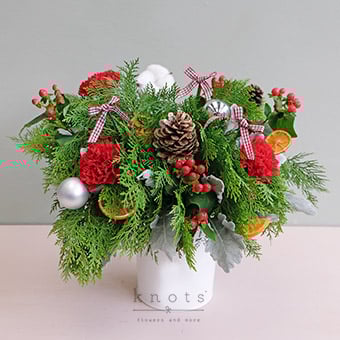 Grand Feast (Carnation, and Cotton Holiday Arrangement)