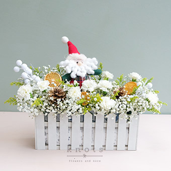 Santa Wishes (White Carnations Holiday Arrangement)