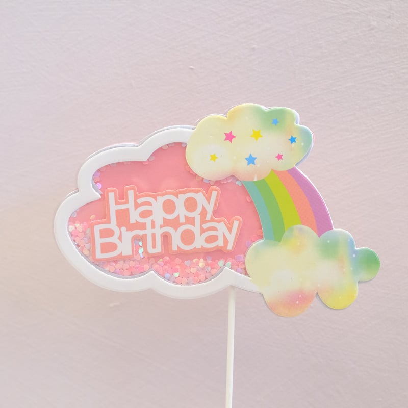 Sequins Rainbow Birthday Topper (Pink)
