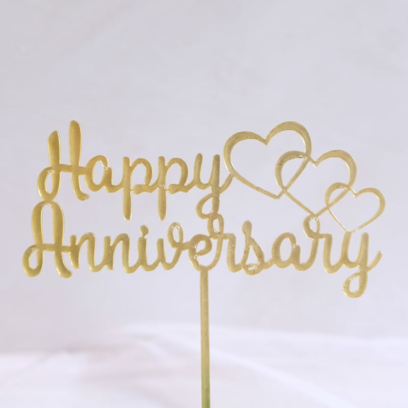 Happy Anniversary Gold 3 Hearts