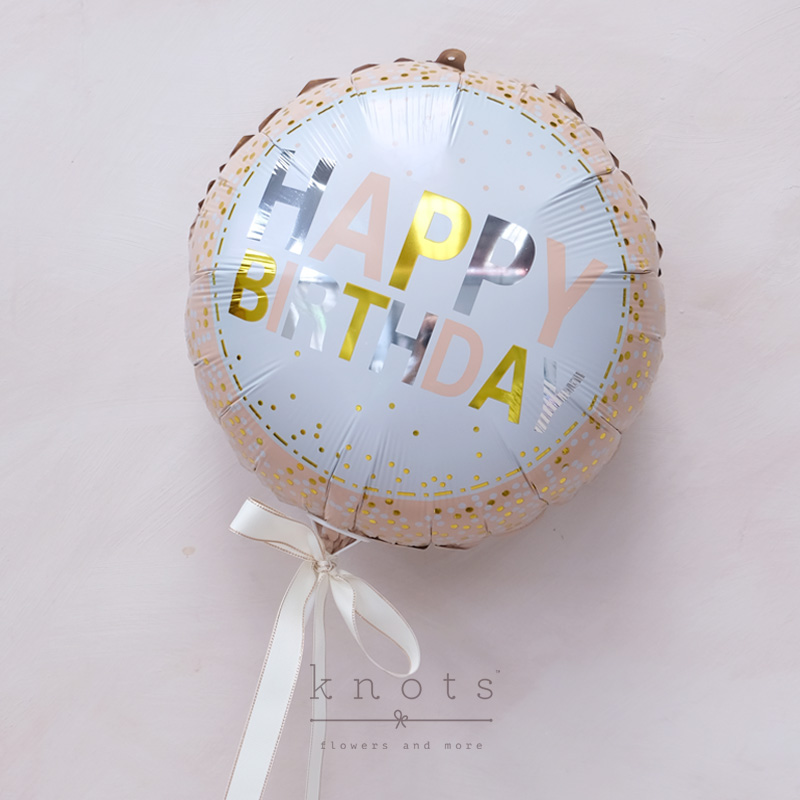 Foil balloon Happy Birthday Peach Polka