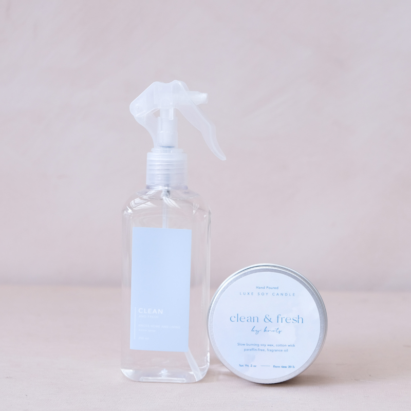 Clean & Fresh 3oz Candle & 250ml Room Spray