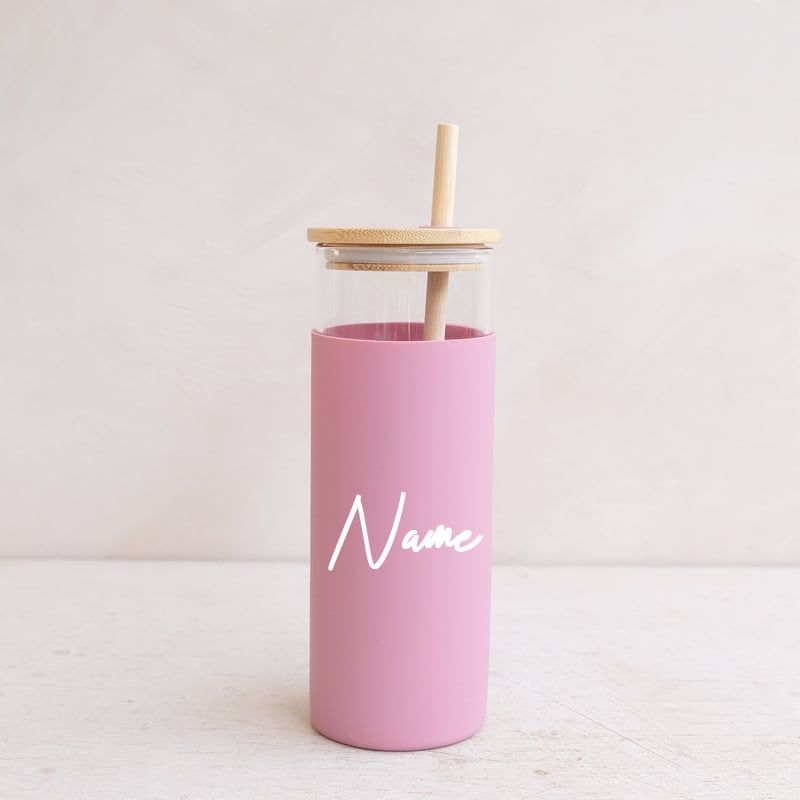 Skinny Pink Tumbler w/ Bamboo Straw