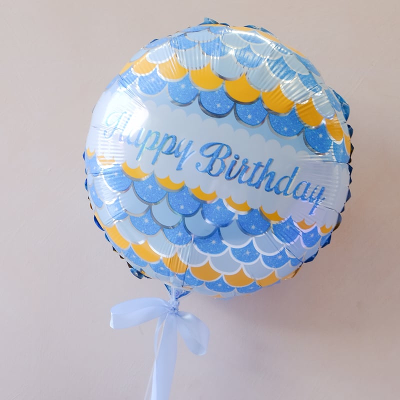 Happy Birthday Blue Curves Foil Balloon