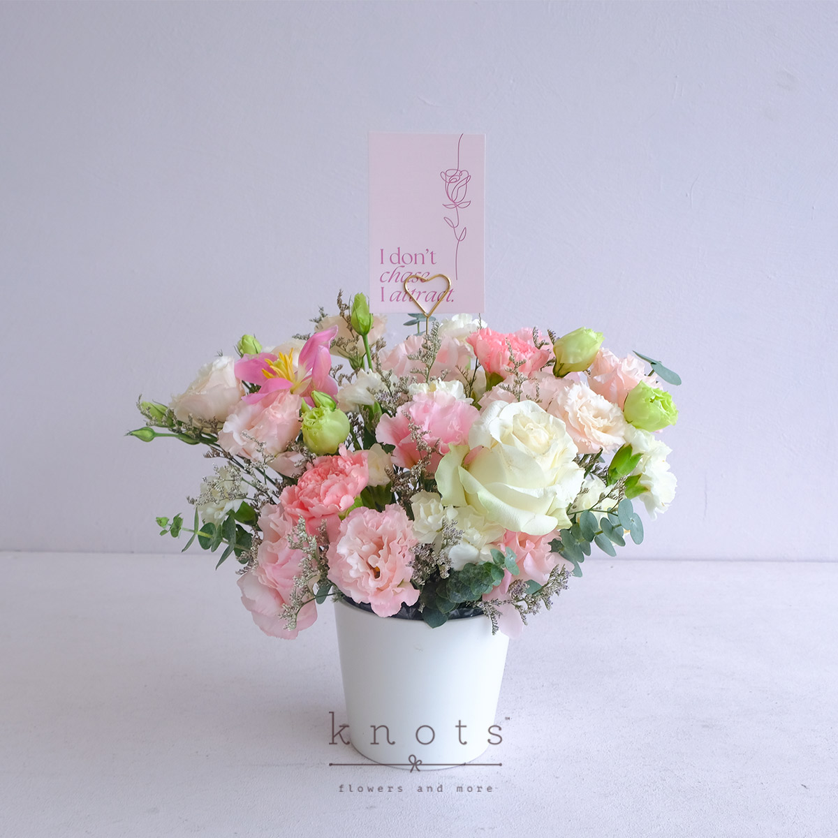 Life Mantra (Rose, Tulips, and Carnation Affirmation Arrangement)