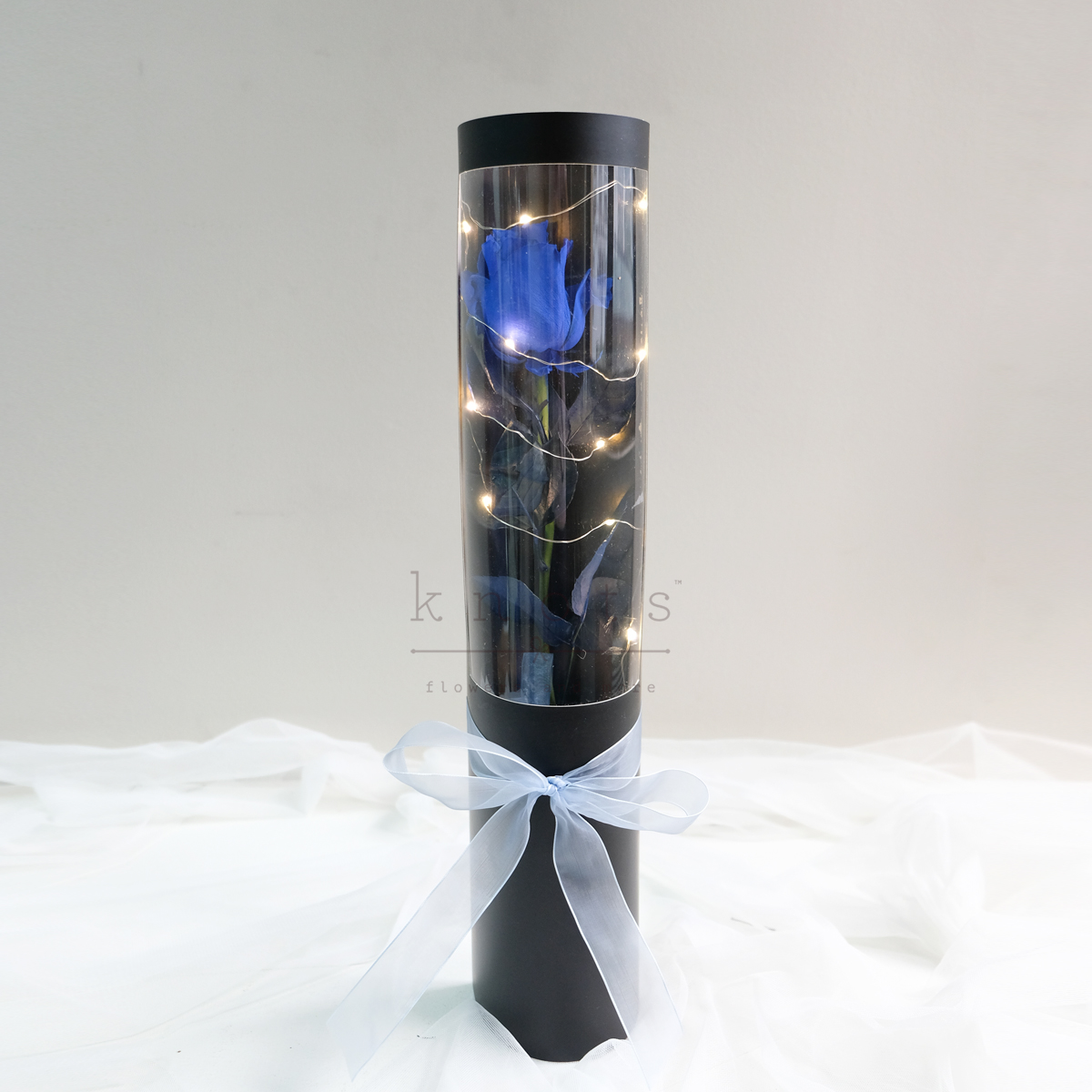 Blue Rose with Fairy Lights in Bouquet