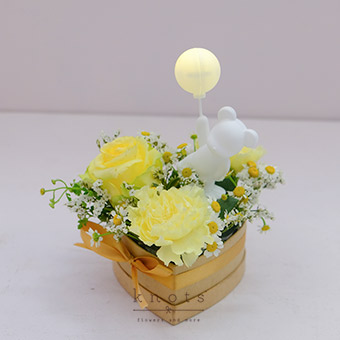 Beary Special Friend (Yellow Rose and Yellow Carnations Arrangement)