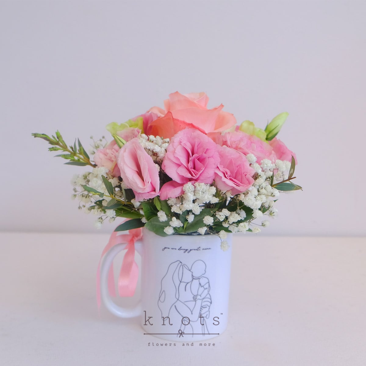 Hugs to Mama (Pink Ecuadorian Rose Cup Arrangement)