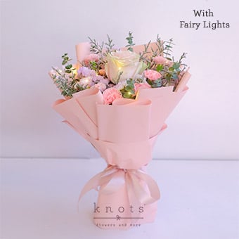 Blushing Meadow (Pink Ecuadorian Rose with Fairy Lights)