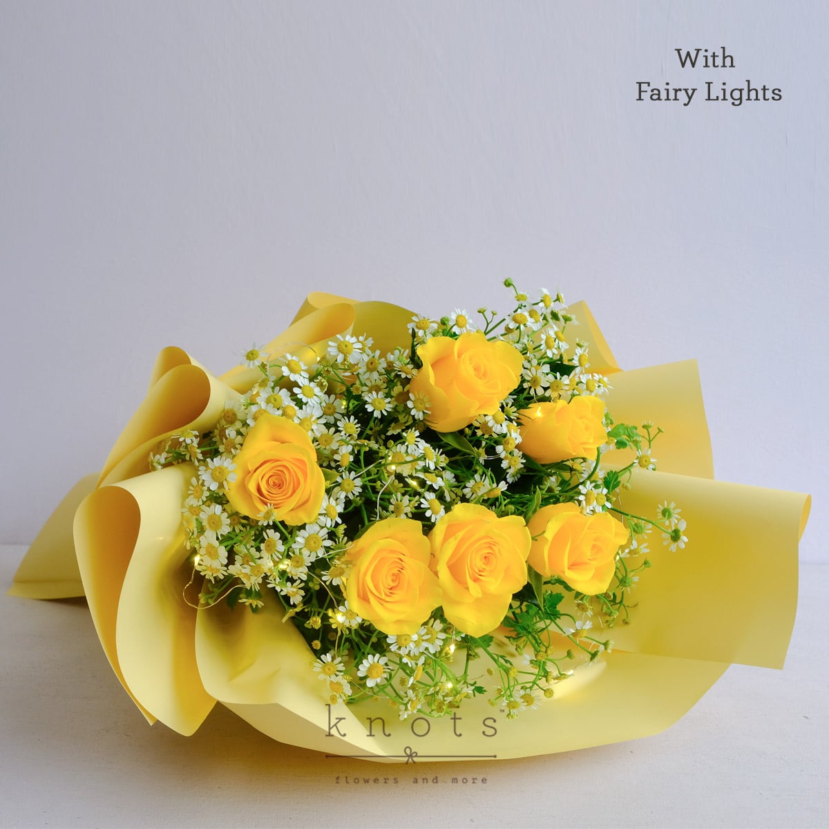 Sweetest Sunrise (Yellow Roses w/ Fairy Lights Bouquet) | Knots.ph