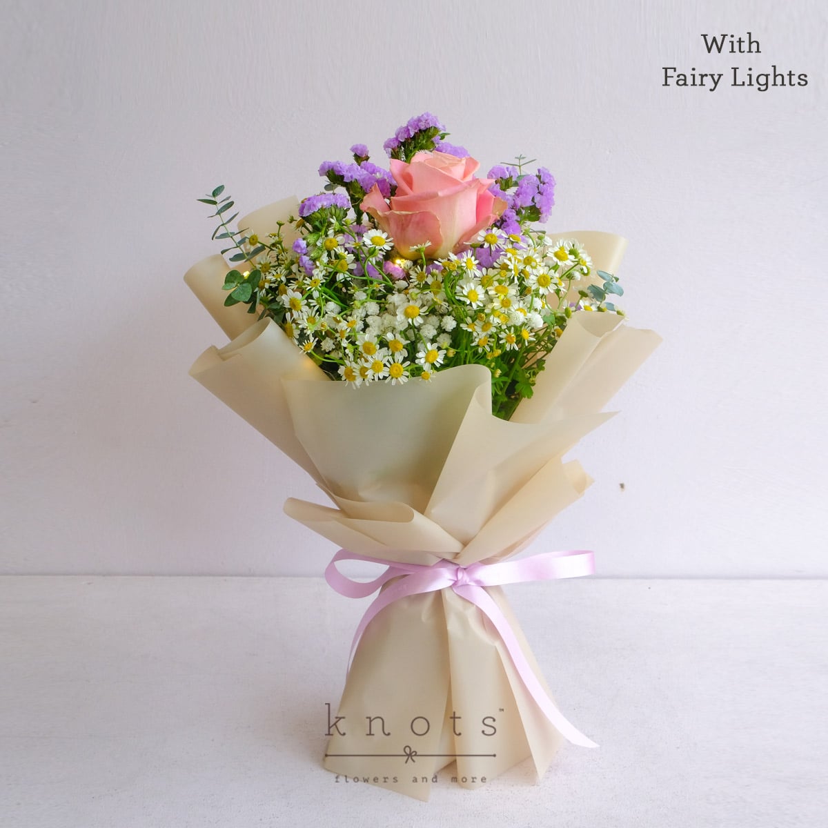 Hearts In Glow (Pink Ecuadorian Rose w/ Fairy Lights Bouquet)