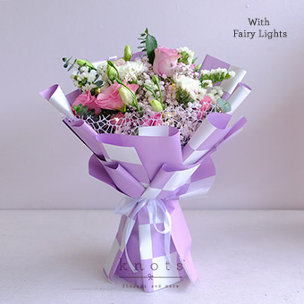 Beam Gleam (Purple Rose Bouquet with Fairy Lights)