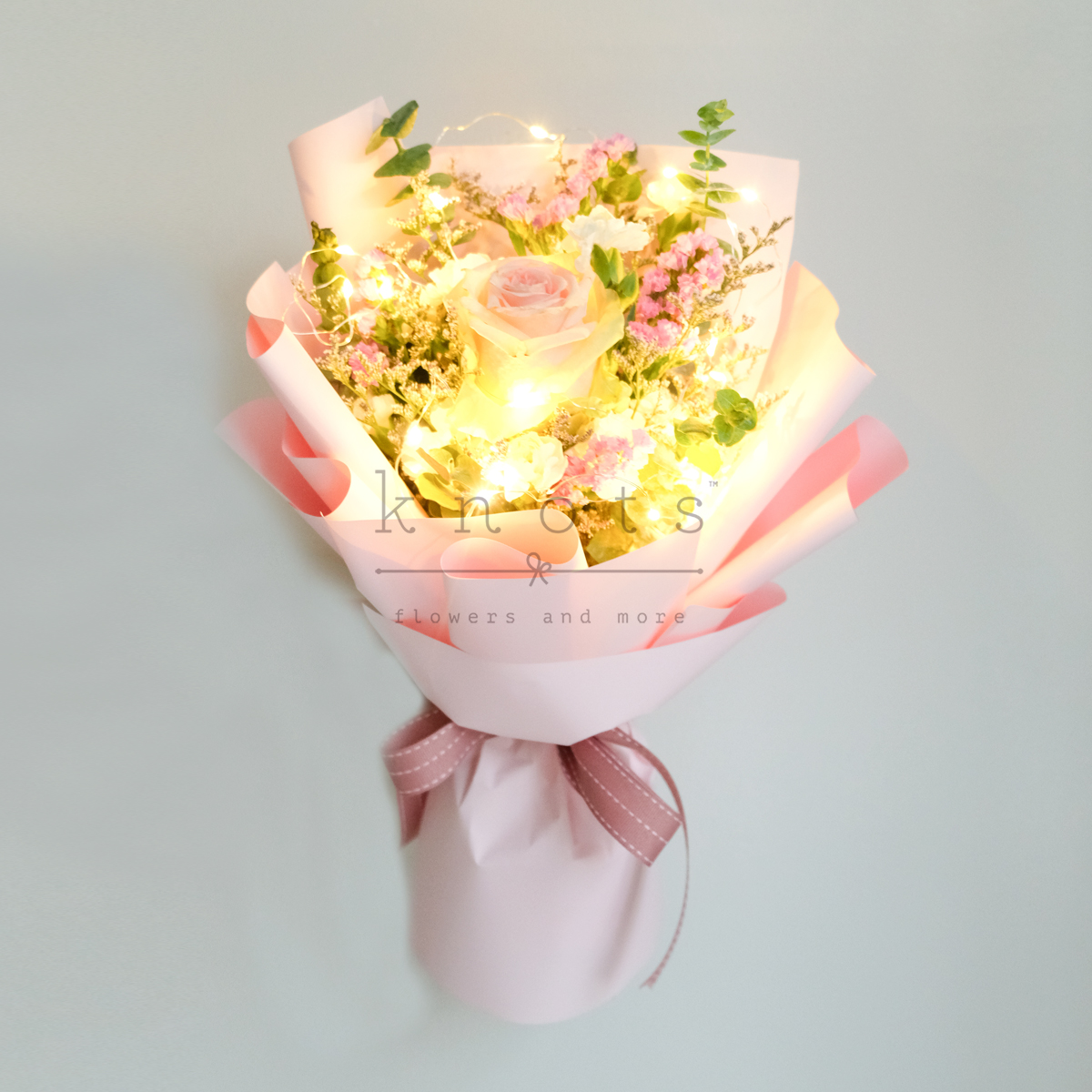 Blushing Meadow (Pink Roses with Fairy Lights)