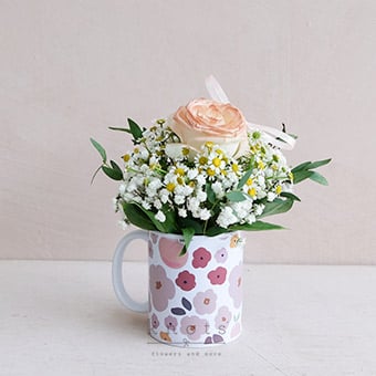 Peach Be With You (Rose Gold Sprayed White China Rose Cup Arrangement)