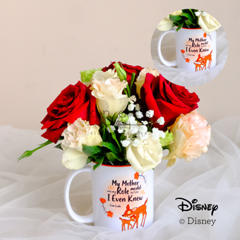 Looking Up To Mum (6 Red Roses With Disney Cup)