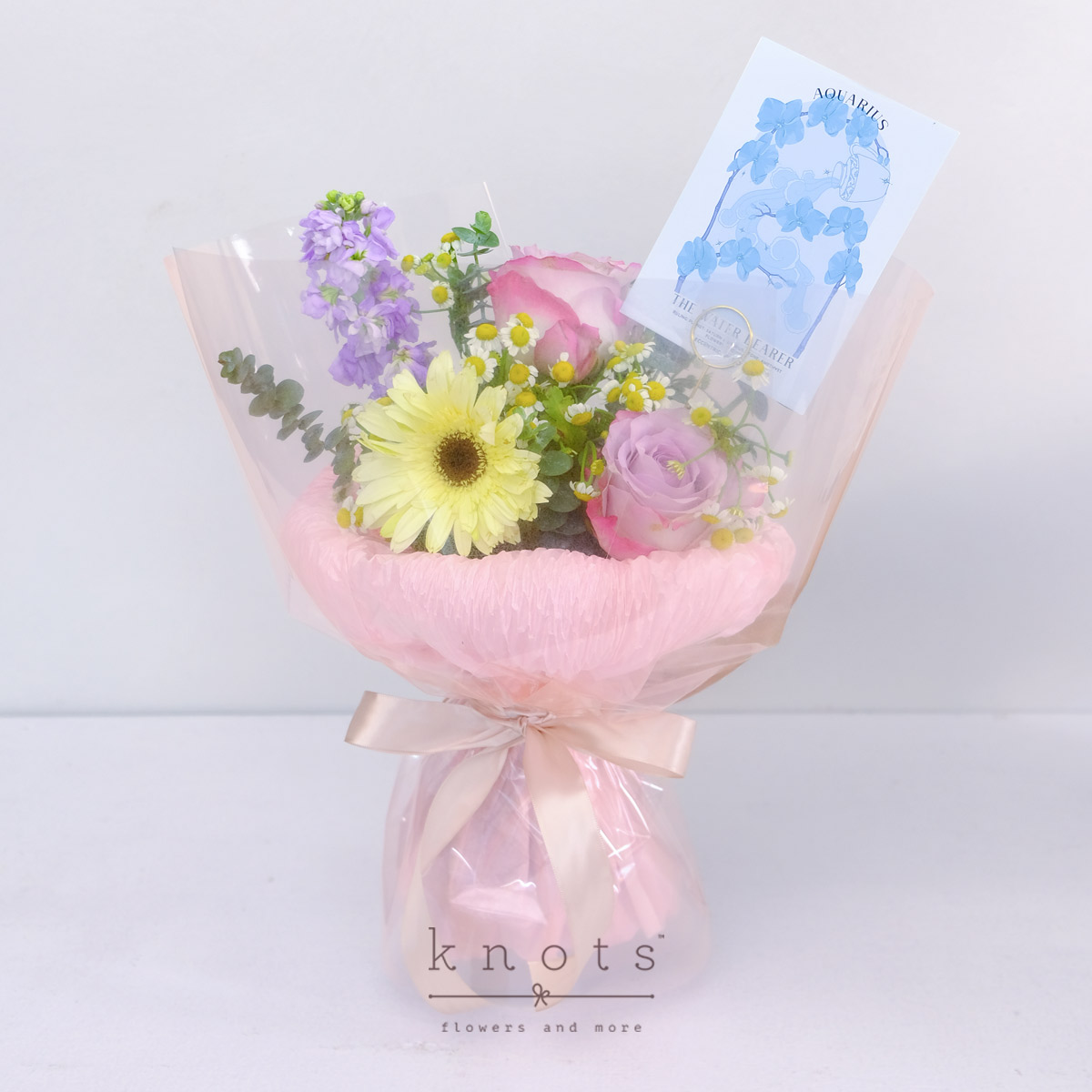 River Aquarius (Purple Rose with White Gerbera Bouquet)